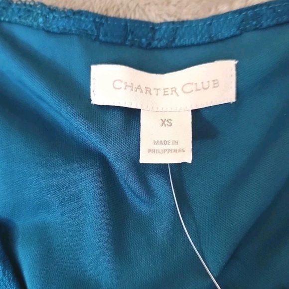 Charter Club Blue Floral Lace Top Size XS - Picture 5 of 8